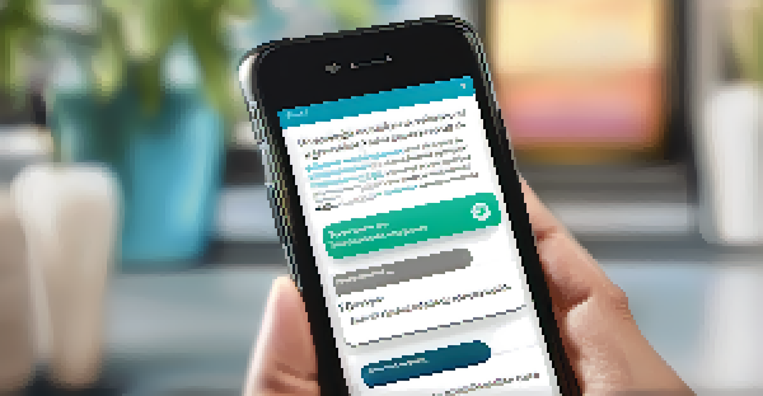 A close-up of a smartphone screen showing an interactive mobile learning app for soft skills development, with engaging graphics.