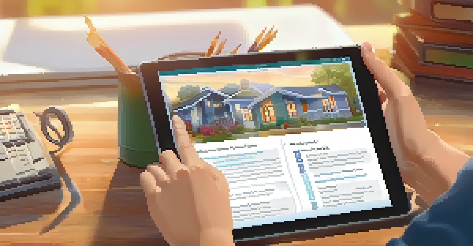 A teacher's hands holding a tablet with an online CPD course displayed in a cozy home office.