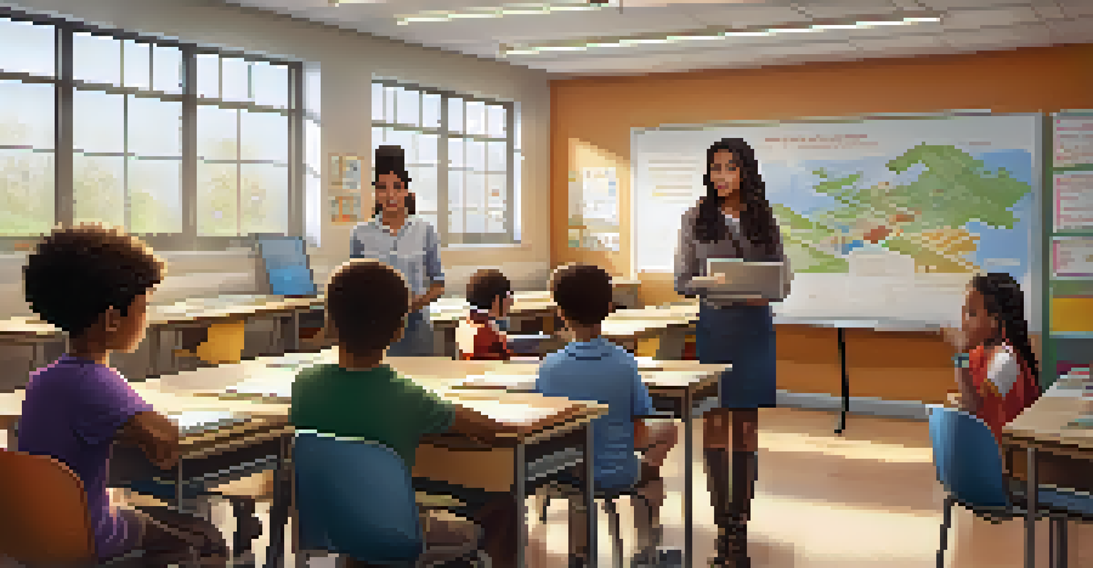 An educator helping a student in a personalized learning environment, with educational tools and a warm atmosphere.