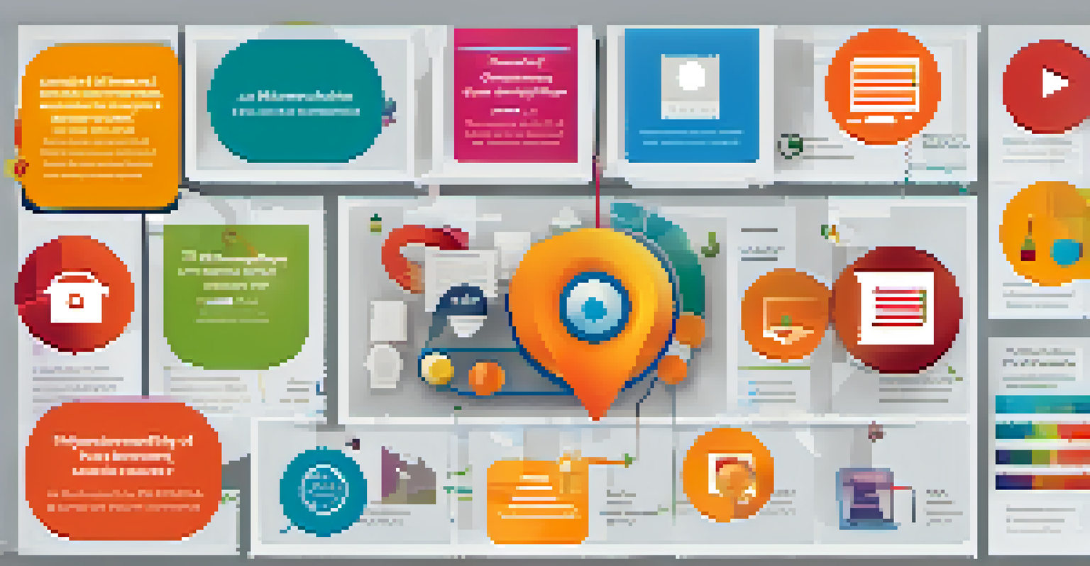 An infographic displaying different microlearning formats like videos, quizzes, and infographics, set against a vibrant background.