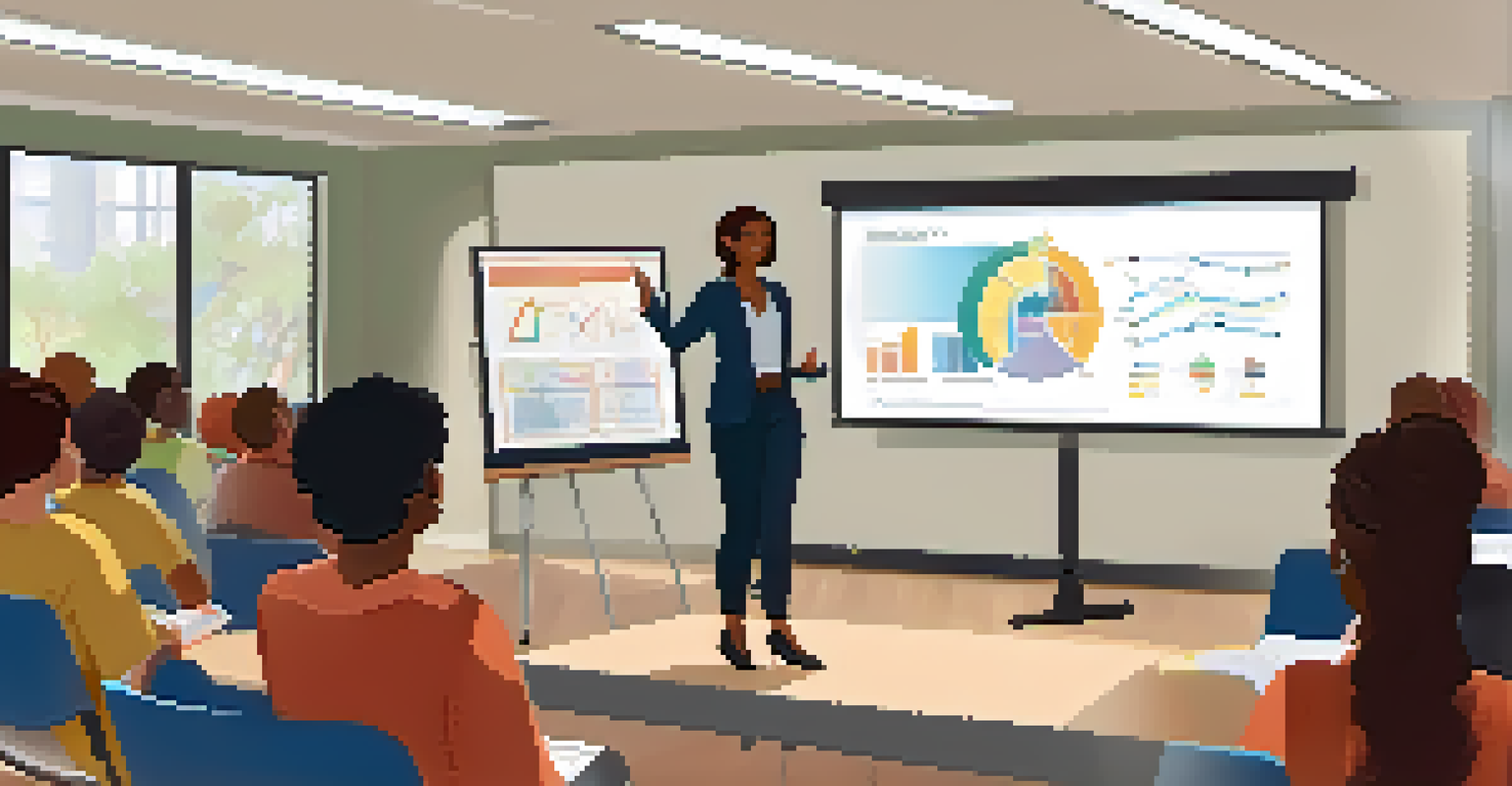 An educator leading a professional development workshop for teachers in a bright classroom.