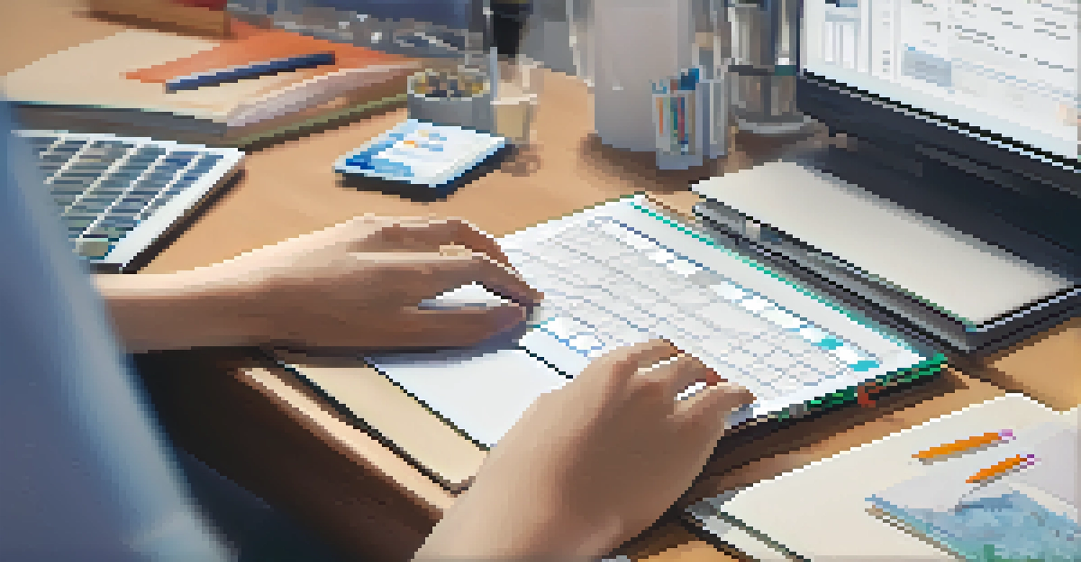 A student's hands on a laptop with coding for an AI model, surrounded by notebooks and classmates in the background.