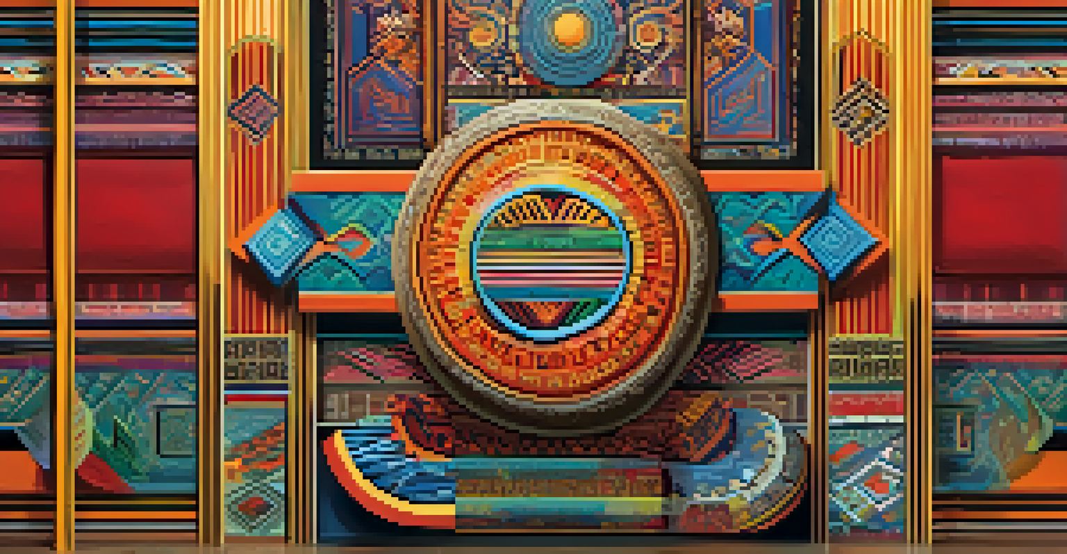 A digital artwork blending traditional motifs and modern design, showcasing vibrant colors and symbols representing diverse cultures.