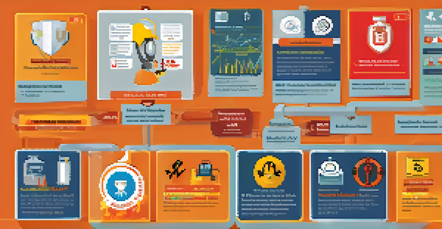 A colorful infographic illustrating key health and safety topics for microlearning, including images and icons for easy understanding.