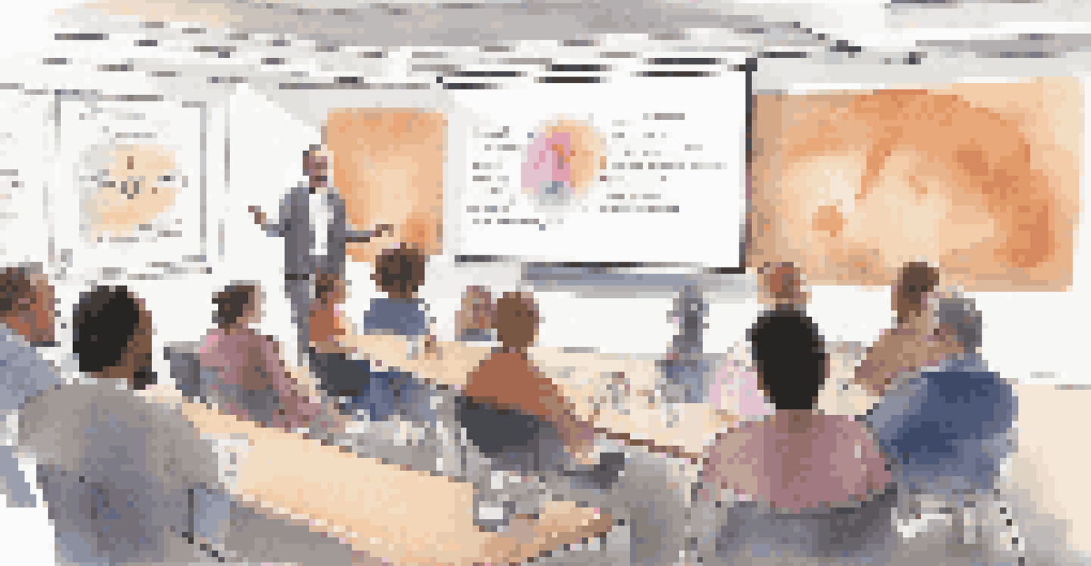 An educator conducting a workshop on ethical AI practices in a conference room with engaged participants.
