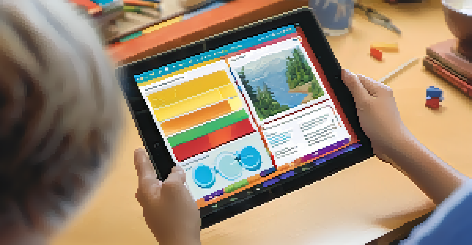 A student focused on a tablet showing adaptive learning content, with cultural artifacts in the background.