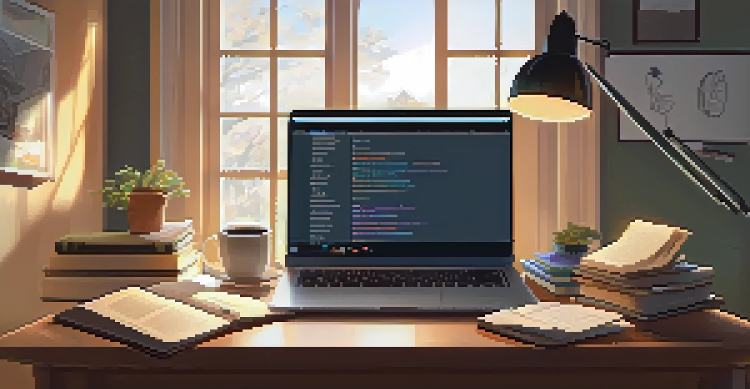 A student in a comfortable home study area engaging in an online learning session on a laptop.