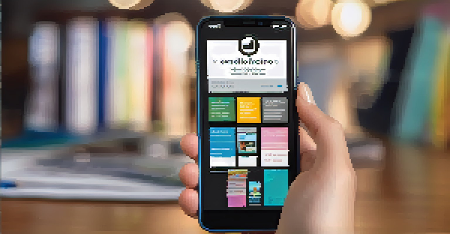 A person's hands holding a smartphone showing a digital portfolio with micro-credentials and open badges.