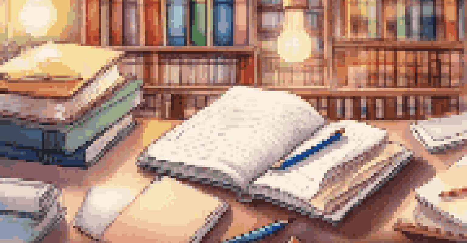 A close-up of a hand writing in a notebook with textbooks and a tablet in a blurred library background.