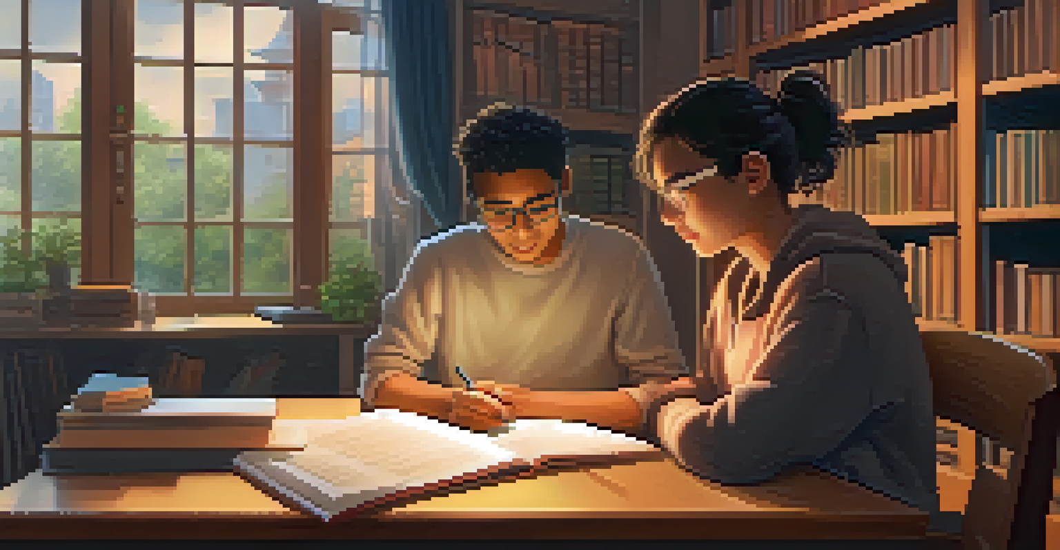A visually impaired student using speech recognition technology in a supportive study environment.