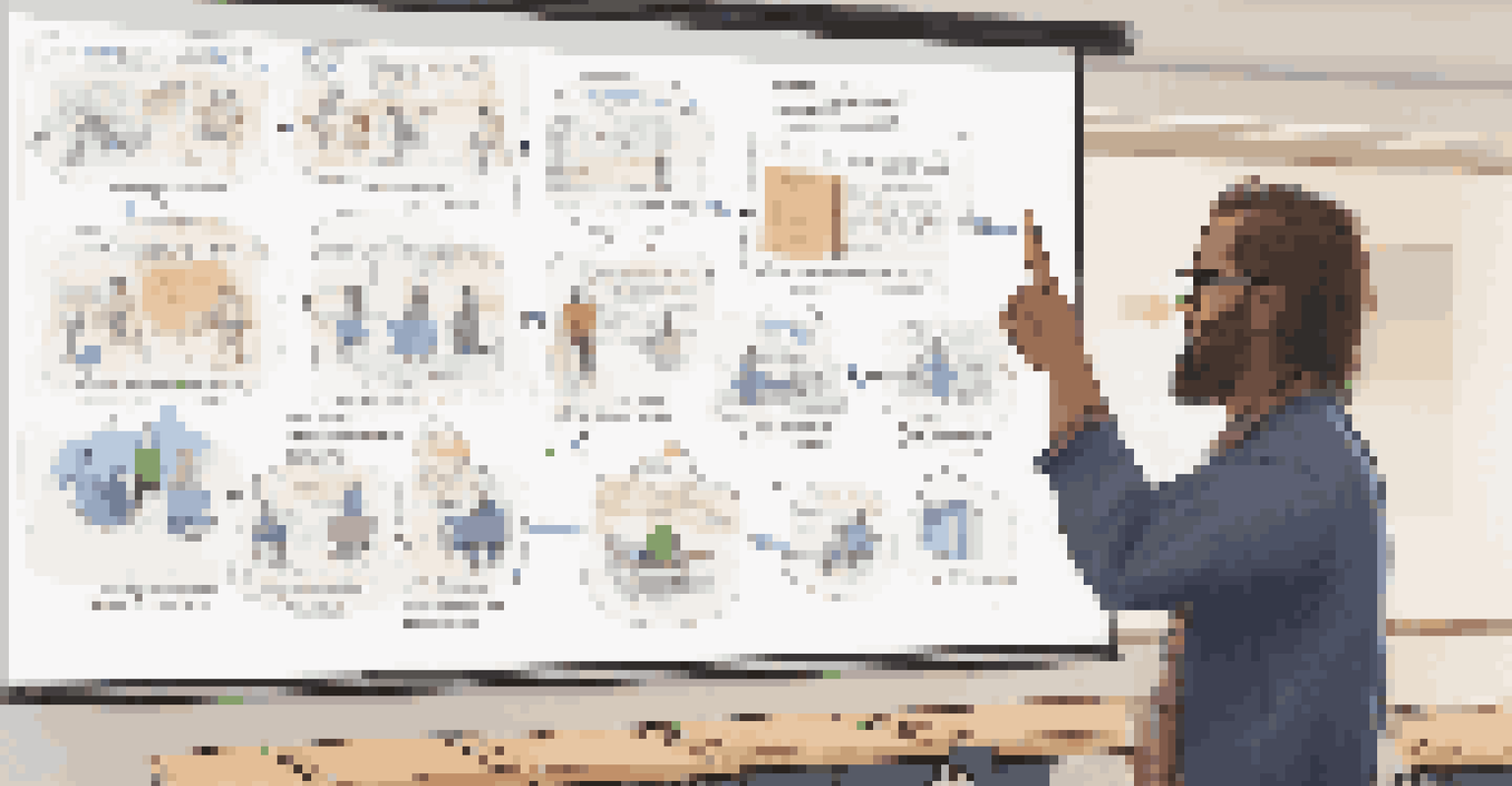 A teacher explaining Open Educational Resources in a warm classroom, with students engaged in the background.