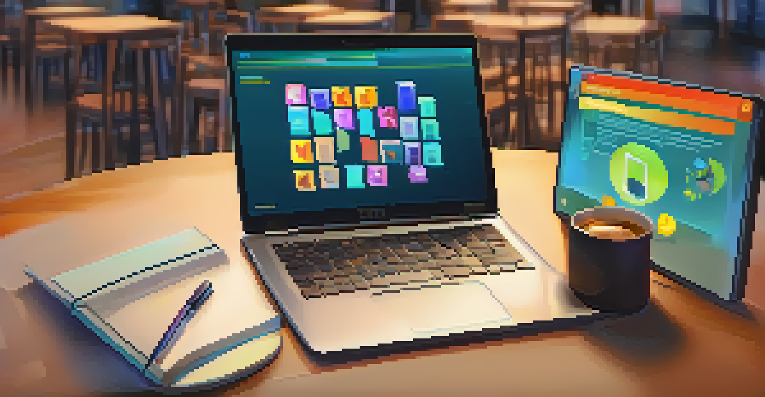 A close-up of an online quiz interface on a laptop screen with vibrant colors and interactive elements.