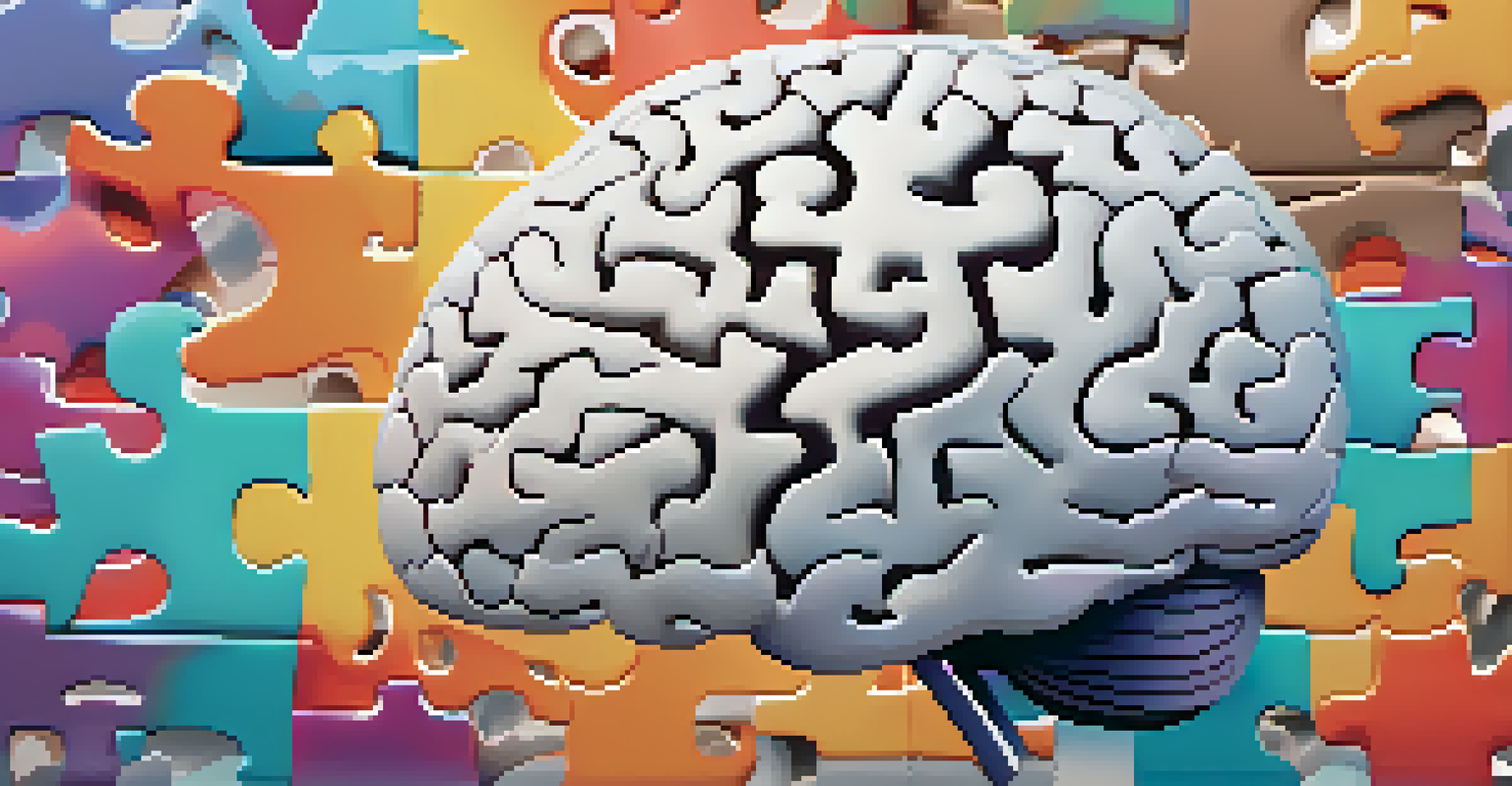 A brain depicted with colorful puzzle pieces representing different learning elements, set against a soft gradient background.