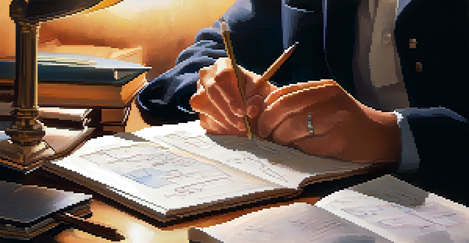 A mentor's hands holding a notebook with notes, creating an atmosphere of personalized guidance and support.