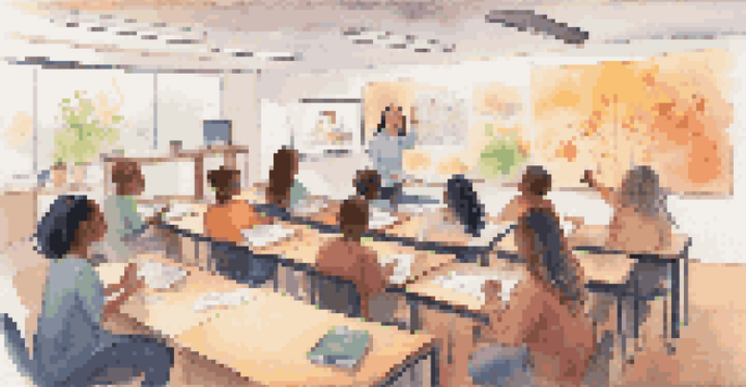 A diverse group of students participating in a virtual classroom, displaying engagement and positivity.