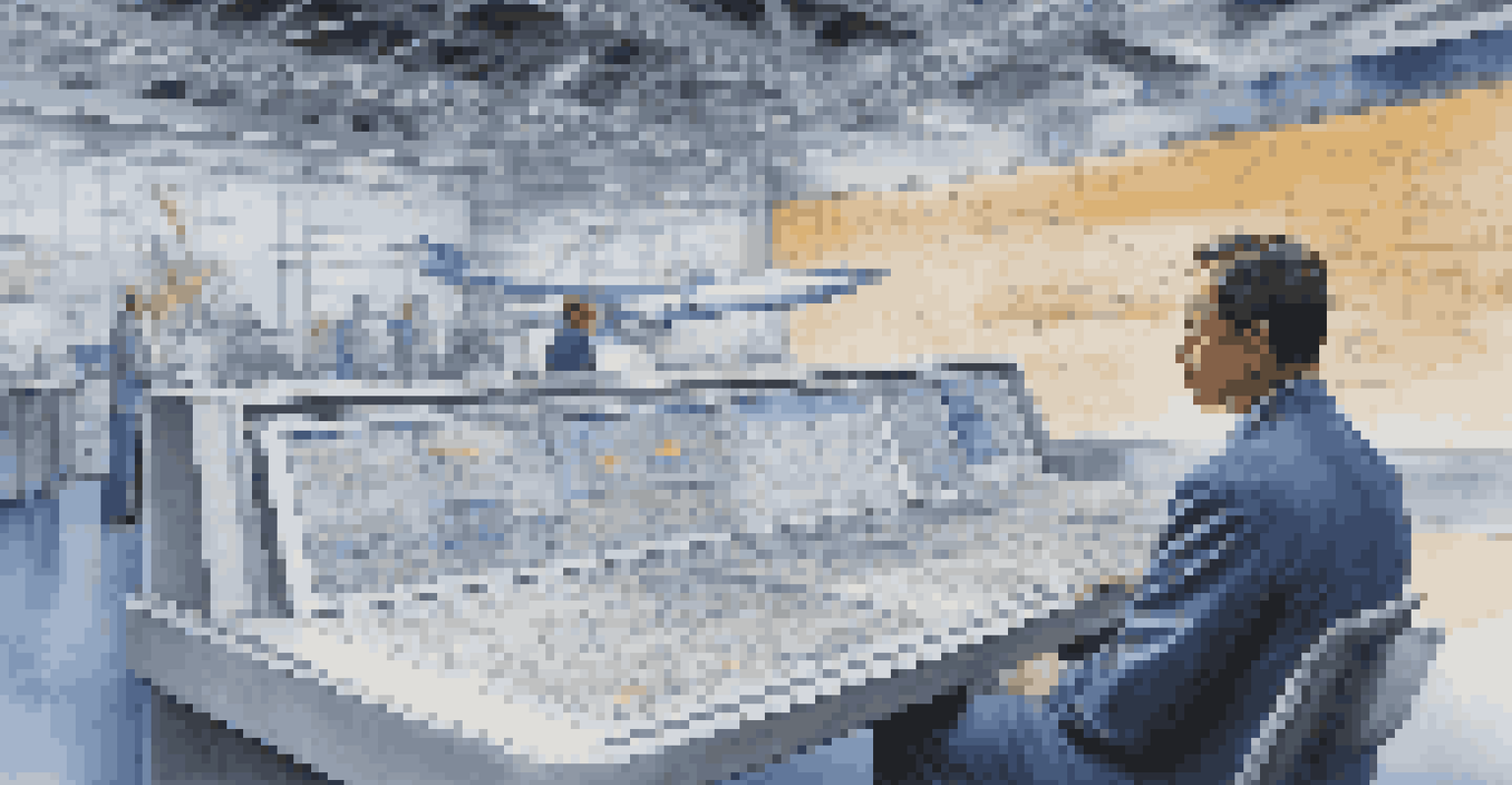 An aerospace engineer examines aerodynamic models of an aircraft in a high-tech laboratory with simulation data on screens.