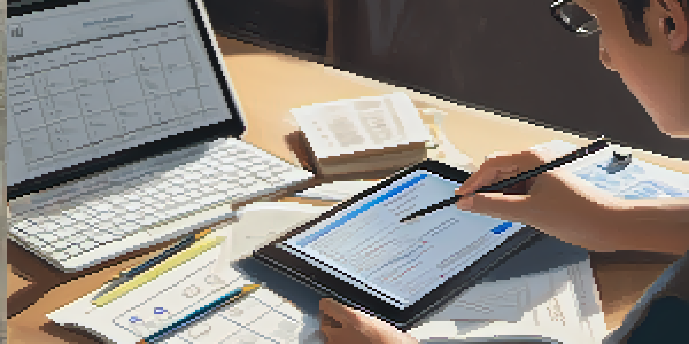 A student focused on a tablet, reflecting on their project with a checklist visible on the screen in a cozy study area.