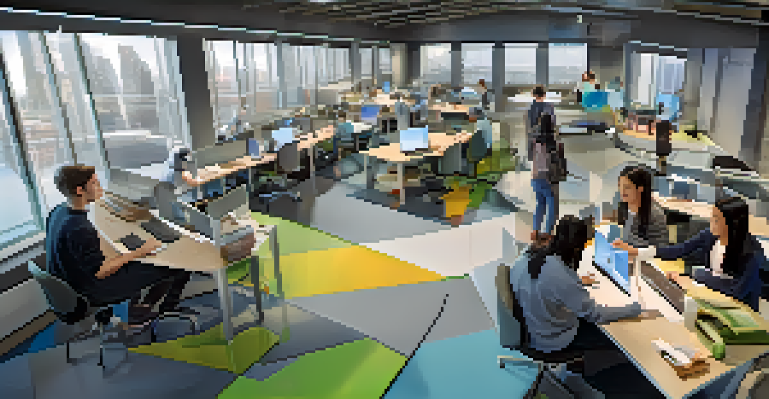 Students collaborating in a virtual workspace, manipulating a 3D bridge design and discussing ideas, showcasing teamwork in a modern setting.