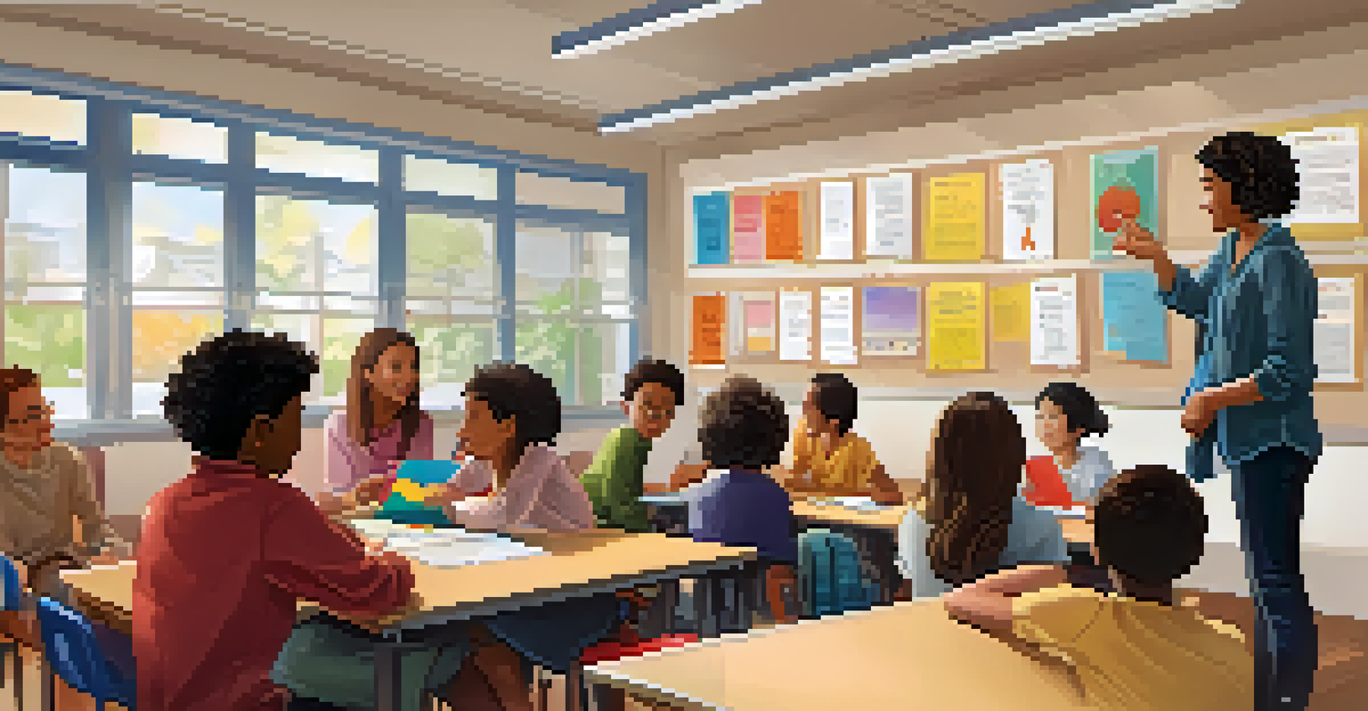 A classroom workshop focused on respectful communication, featuring students of diverse backgrounds participating in group activities.