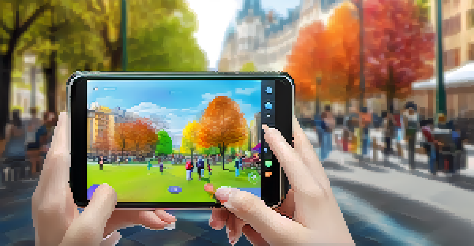 A person holding a smartphone displaying a microlearning app in a park setting.