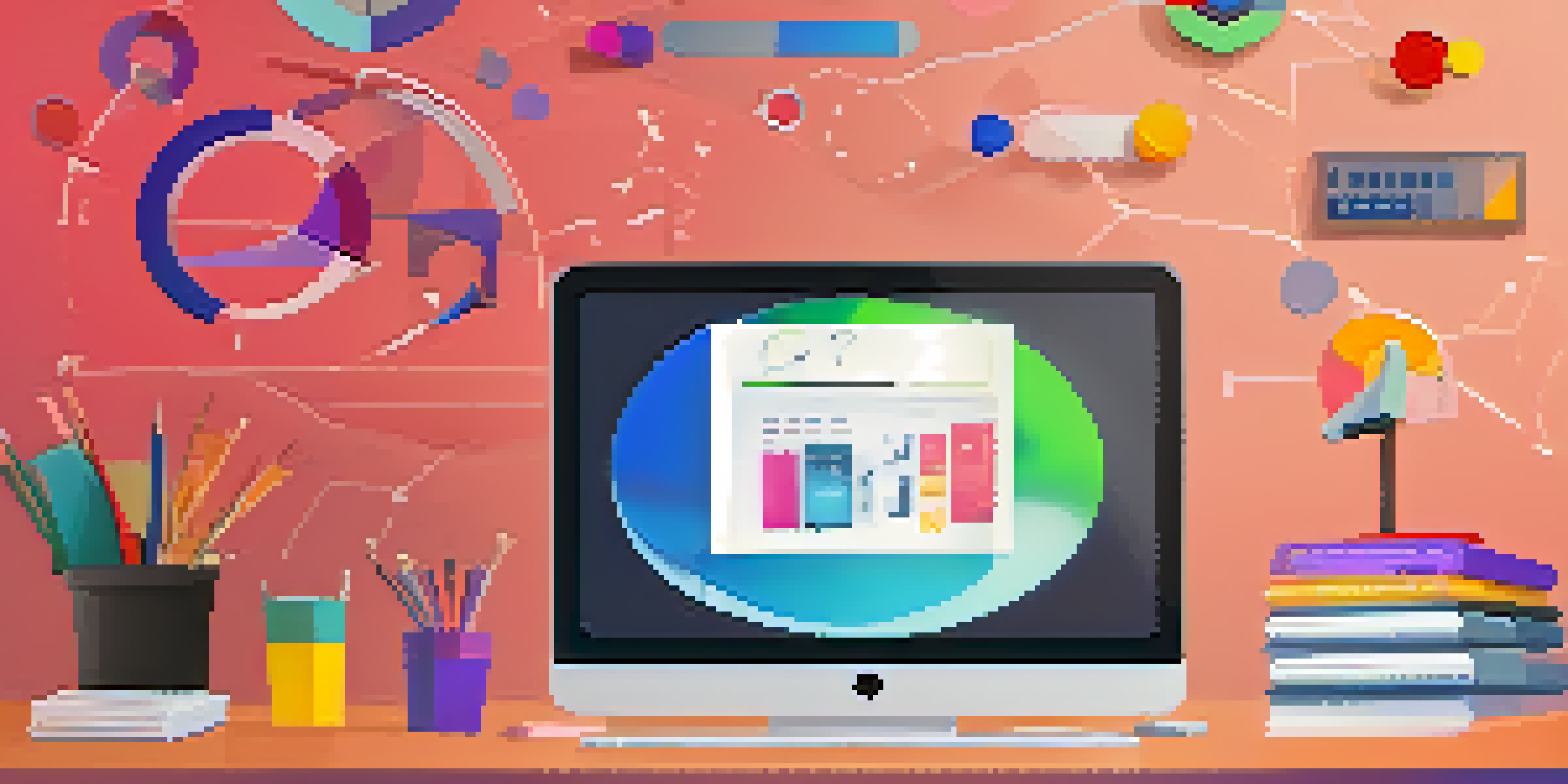 A computer screen showing an interactive quiz on visual learning tools set in a modern workspace.