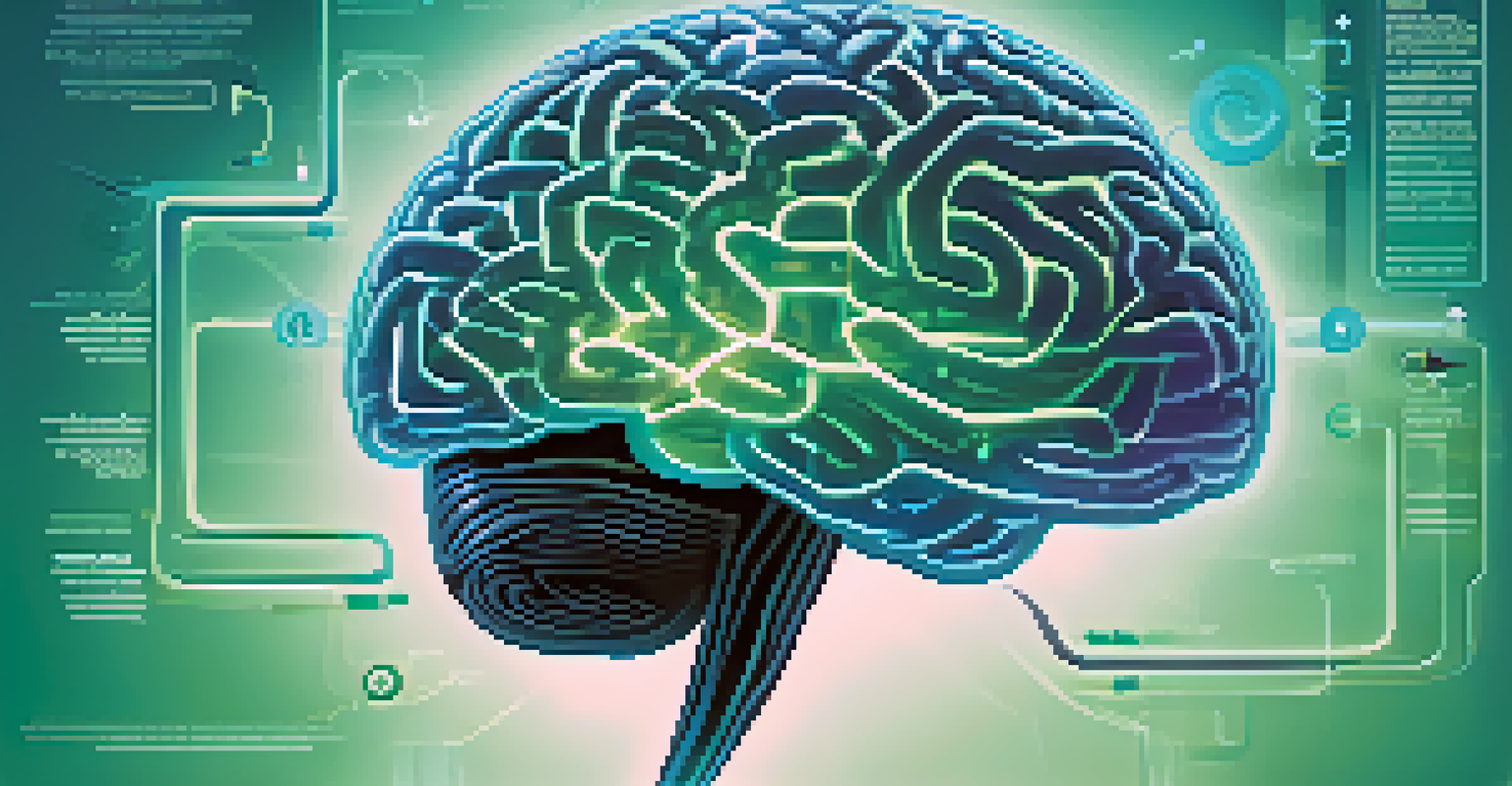 An illustration of a brain processing information with interconnected pathways lighting up, surrounded by icons of different learning techniques.