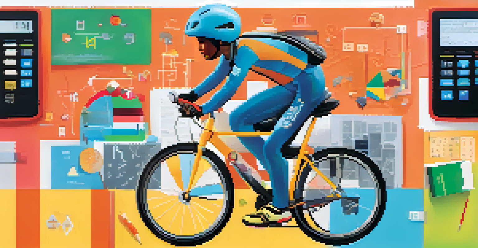 An illustration showing intrinsic, extraneous, and germane cognitive load with scenarios like riding a bike and studying math.