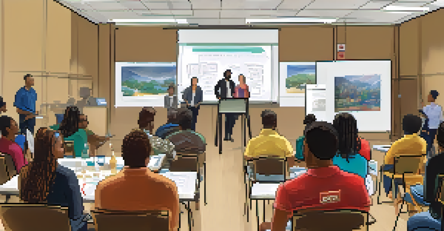 A community workshop focused on career opportunities with a diverse audience engaged in the presentation.