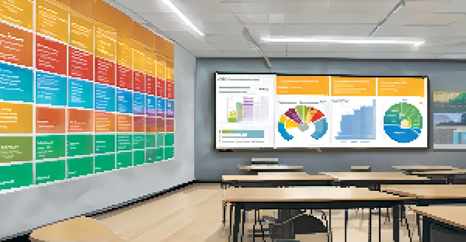 A colorful progress tracking dashboard showing student performance metrics in an educational setting.