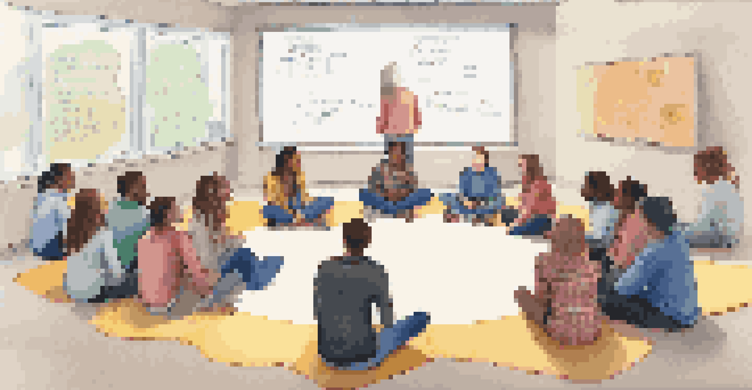 Students engaged in a reflective discussion after a game-based learning activity, sharing insights and ideas in a supportive setting.