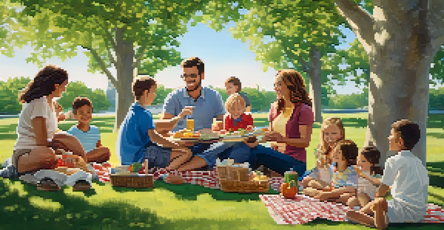 A teacher having a picnic with their family in a sunny park, surrounded by greenery, showcasing joy and connection.