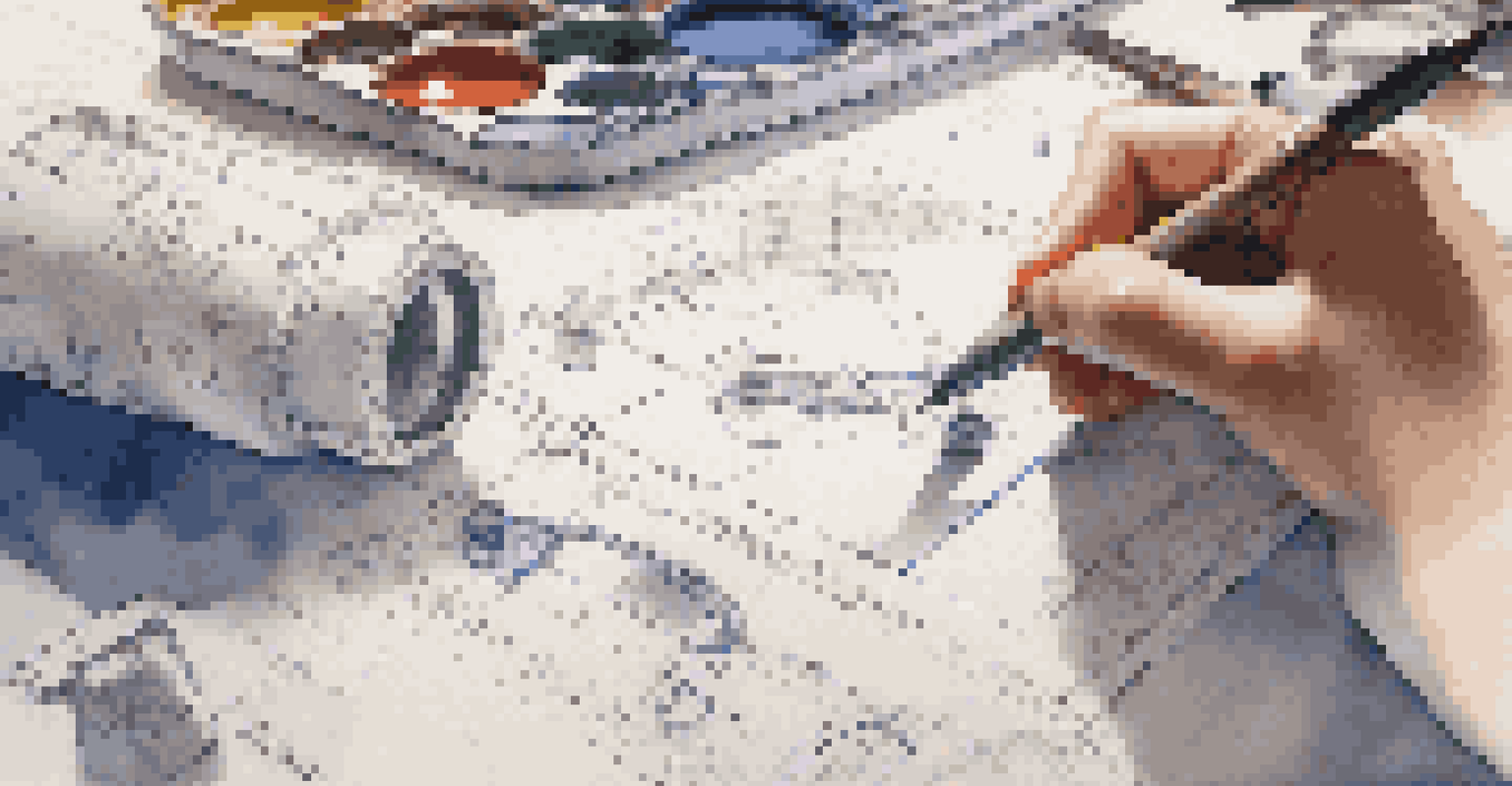 A close-up of a student's hands sketching designs for a renewable energy project on a cluttered desk with engineering tools.