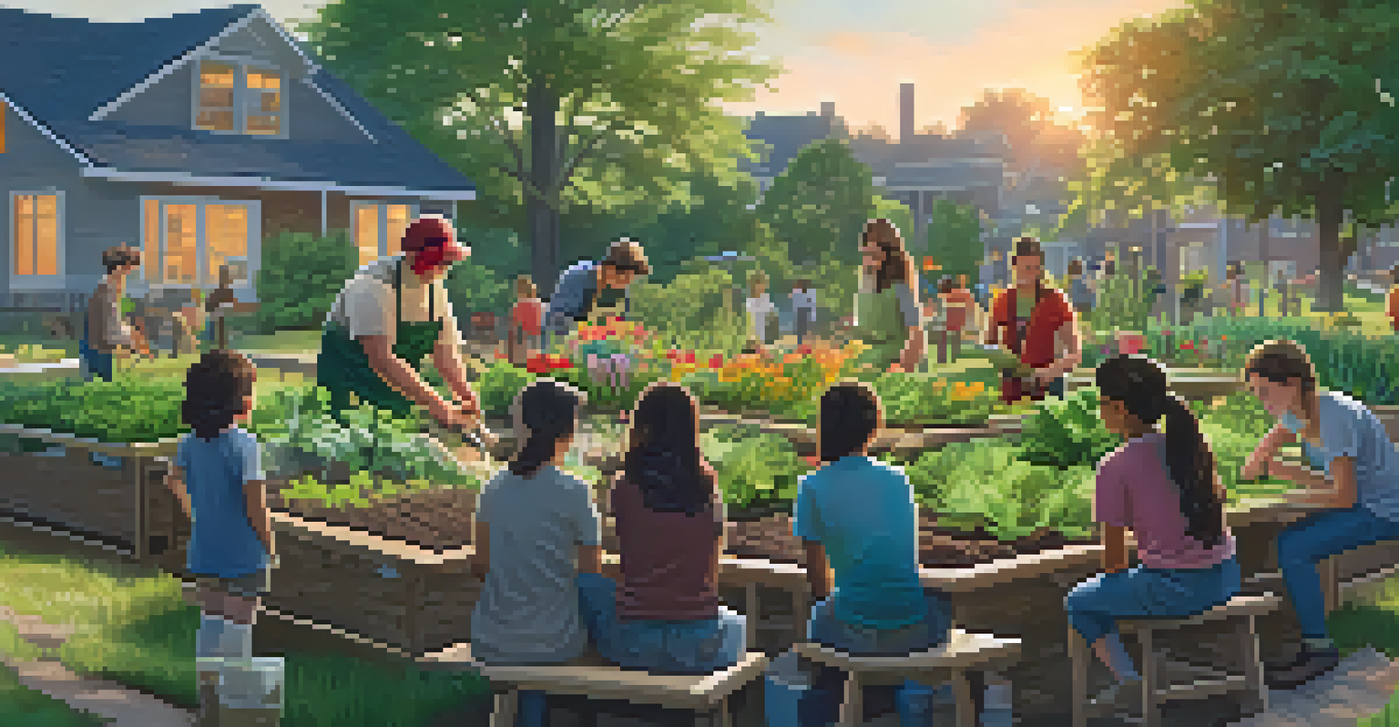 Students collaborating in an outdoor garden project, surrounded by nature and sunlight.