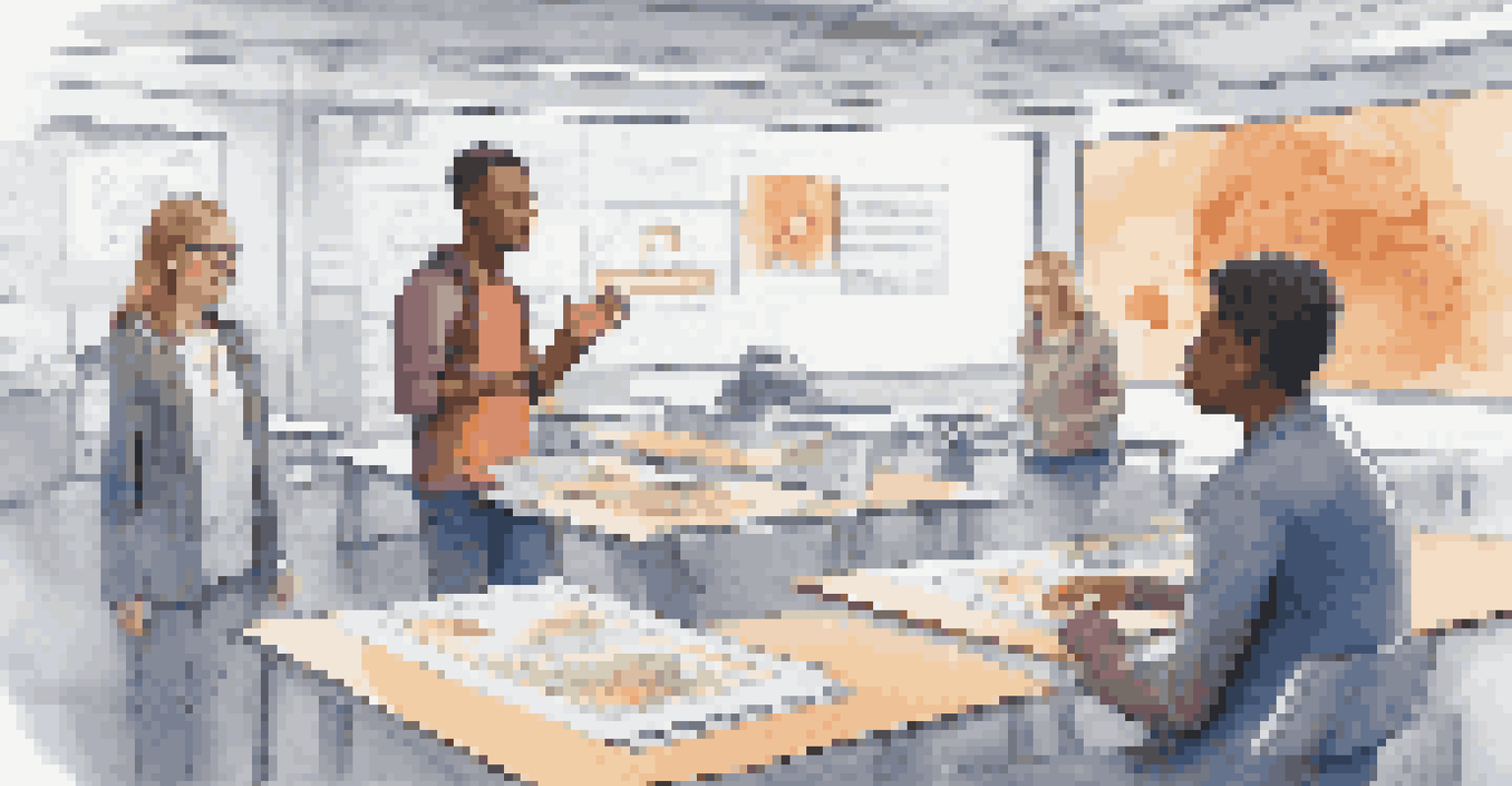 A futuristic depiction of mentorship in blended learning, showing AI matching mentors and mentees with digital learning tools in the background.