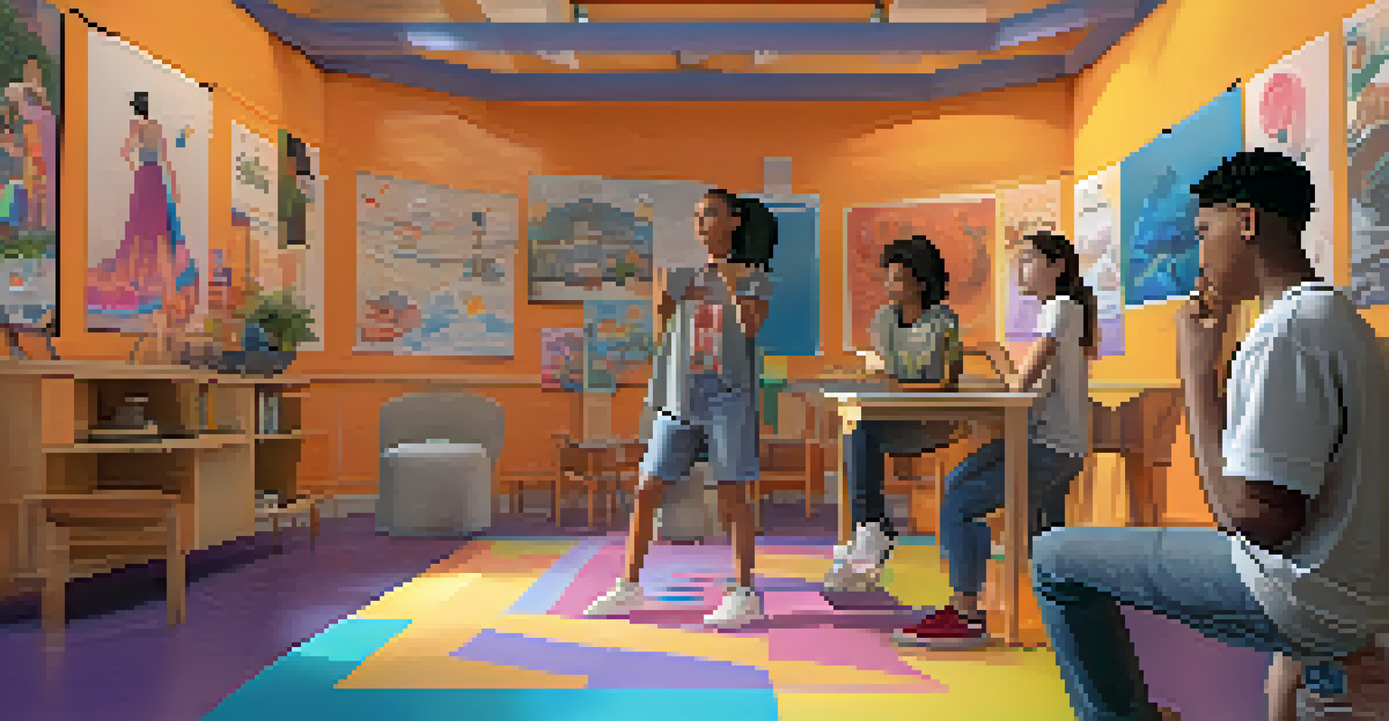 A student interacting with an augmented reality environment that showcases diverse characters and scenarios to promote empathy.