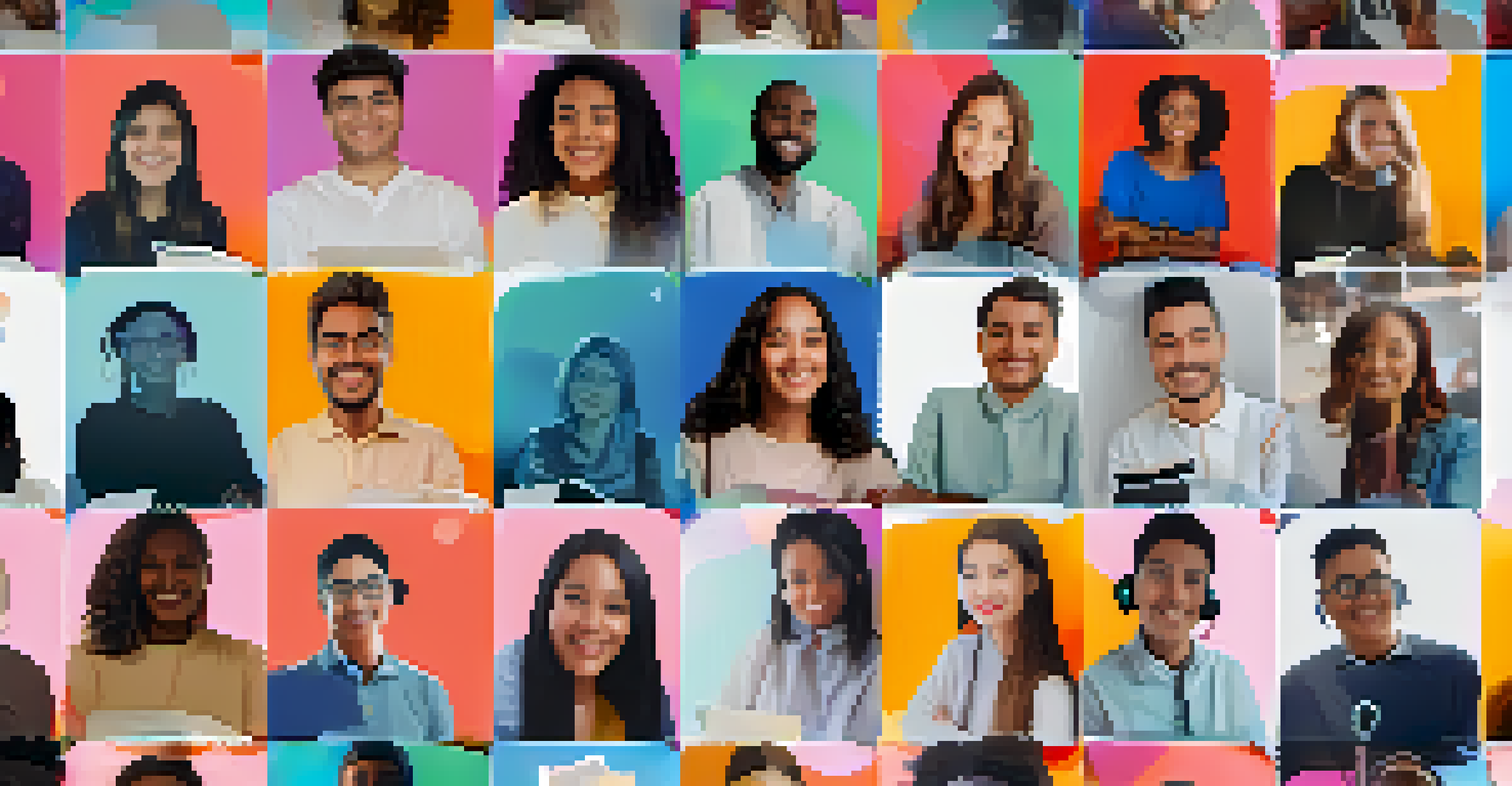 A virtual classroom with students from different countries engaging in discussion, featuring chat bubbles and a globe.