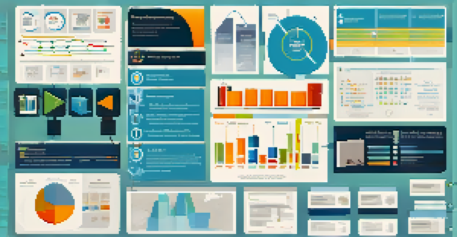 An infographic depicting data analytics in education, with charts and graphs on a blue background, and icons of computers and books.