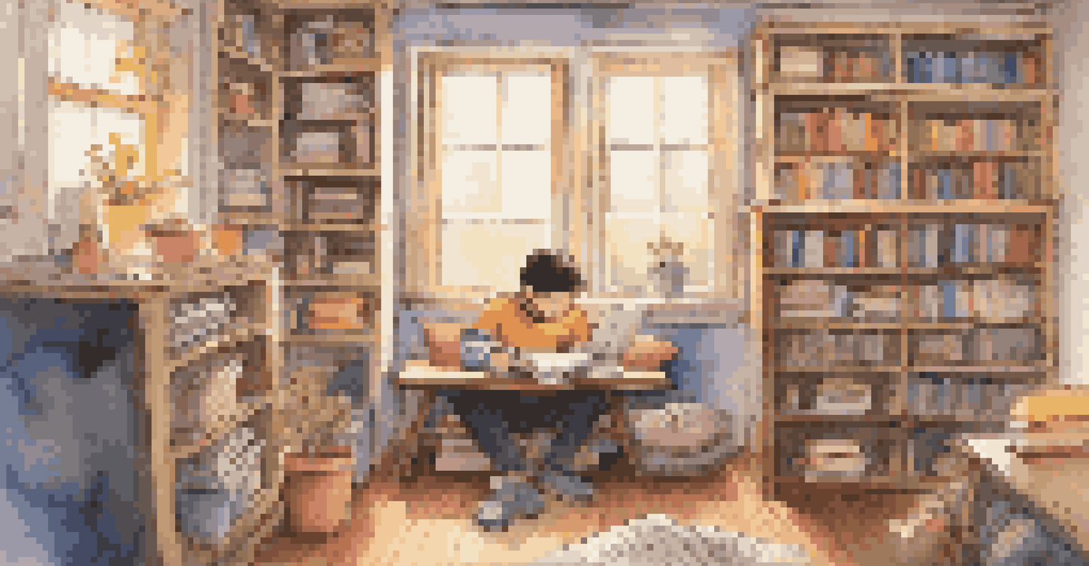 A cozy classroom nook where a student is engaged in journaling, surrounded by colorful books and inspiring quotes.