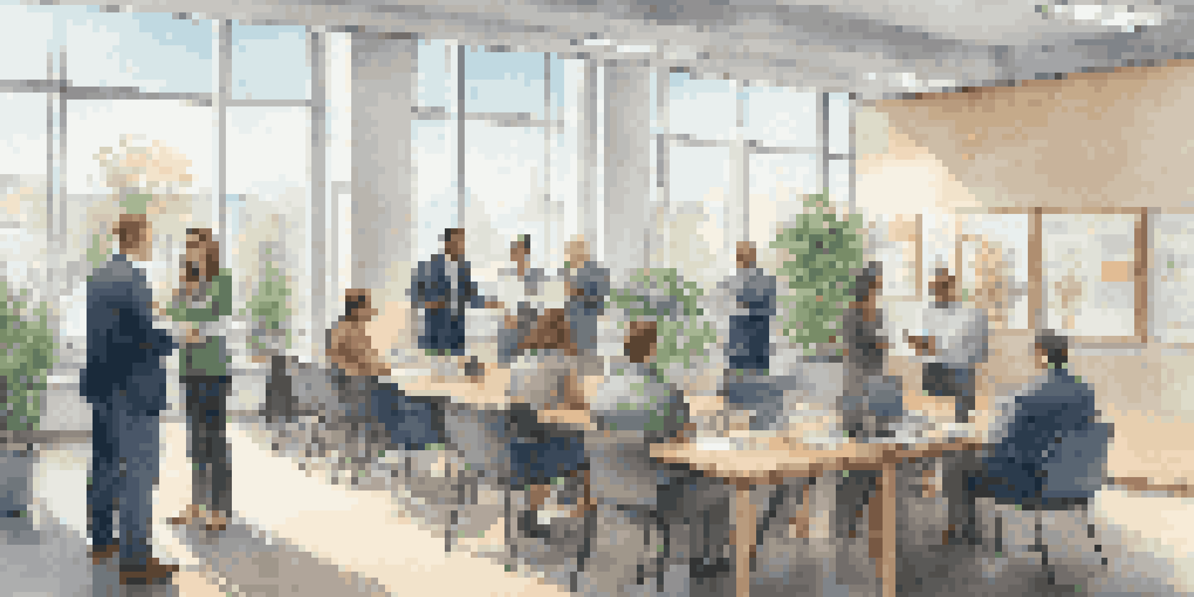 A diverse group of employees in a bright office celebrating a recognition ceremony with smiles and claps.