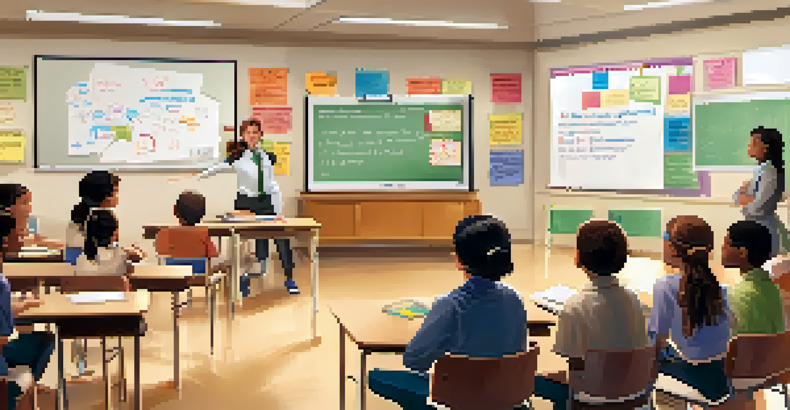 A teacher guiding a discussion in a classroom with students seated in a circle, showing engagement and interaction.