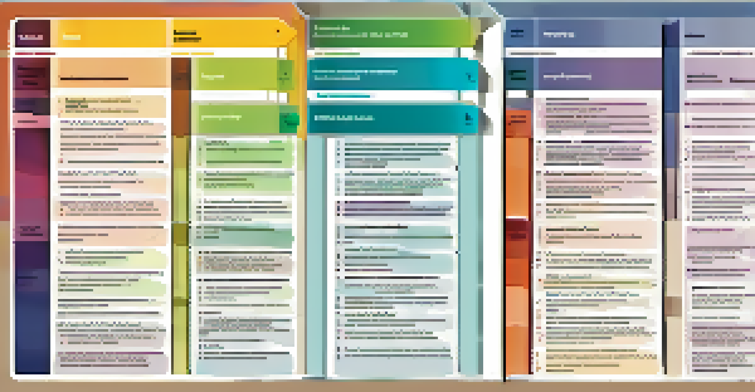 A colorful rubric displaying various assessment criteria with icons representing different skills on a soft gradient background.