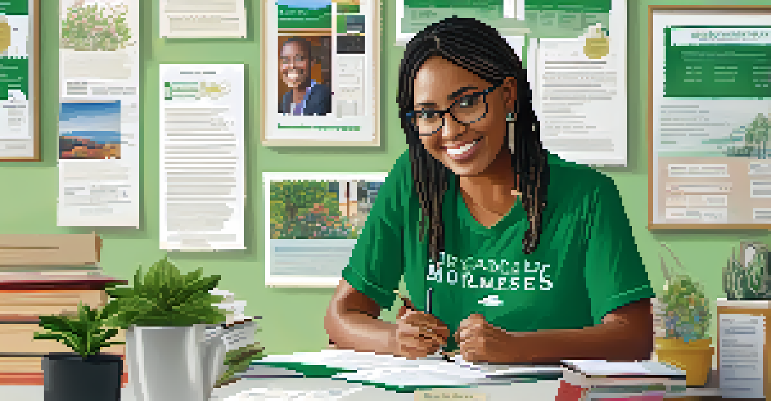 An academic advisor discussing financial aid options with a student in a bright and welcoming office filled with brochures.