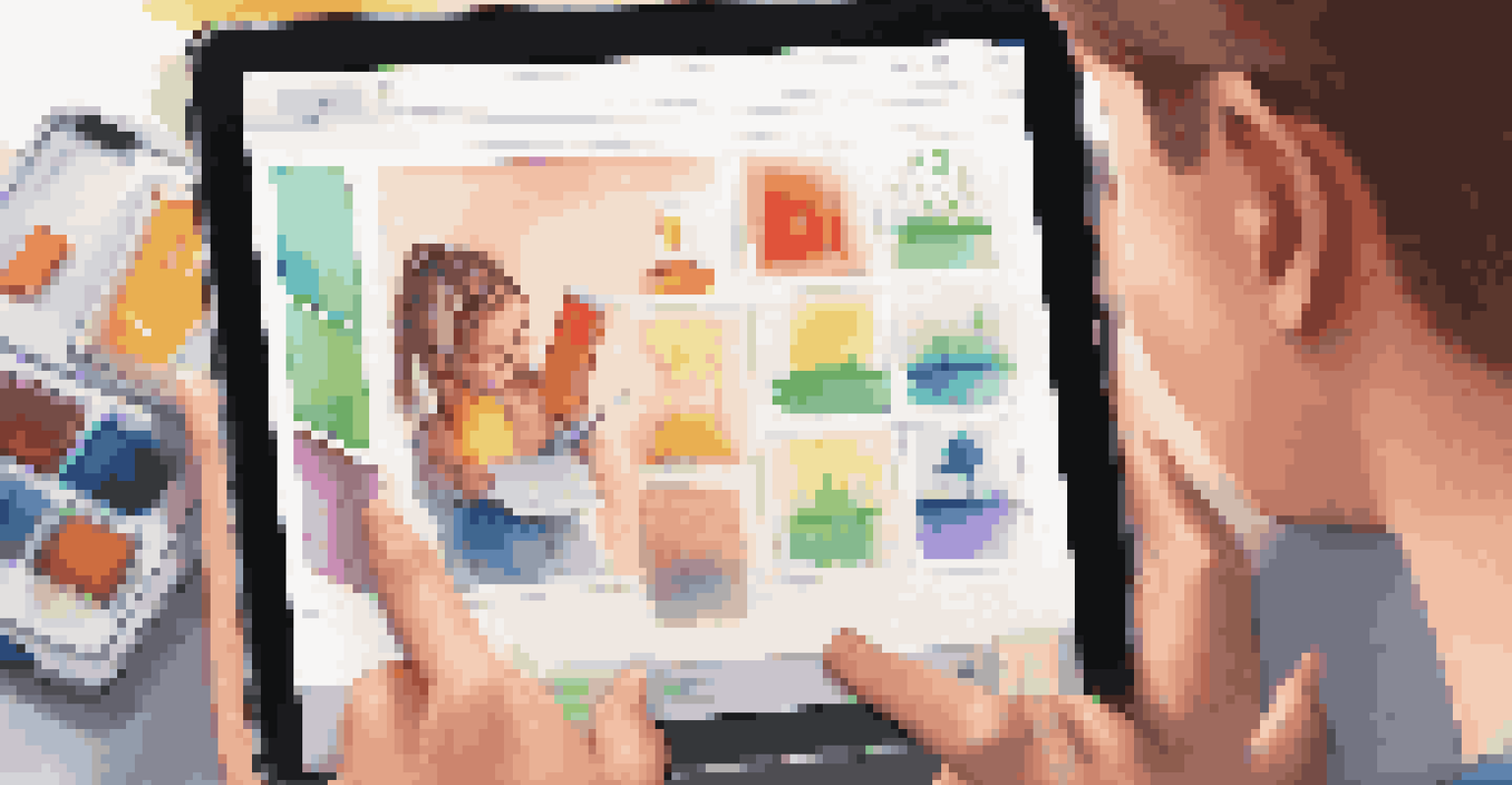 A student excitedly using a gamified learning app on a tablet in a colorful home study area.