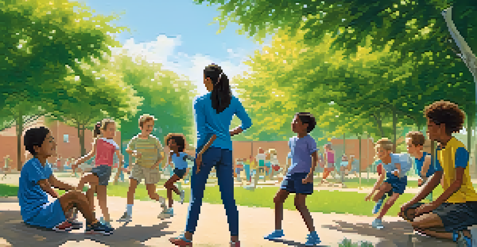 Students playing outdoors in a vibrant setting, promoting physical activity and stress management.