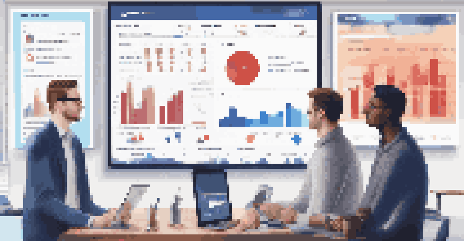 A computer screen showing analytics for a social media campaign, with graphs and metrics in a modern workspace.