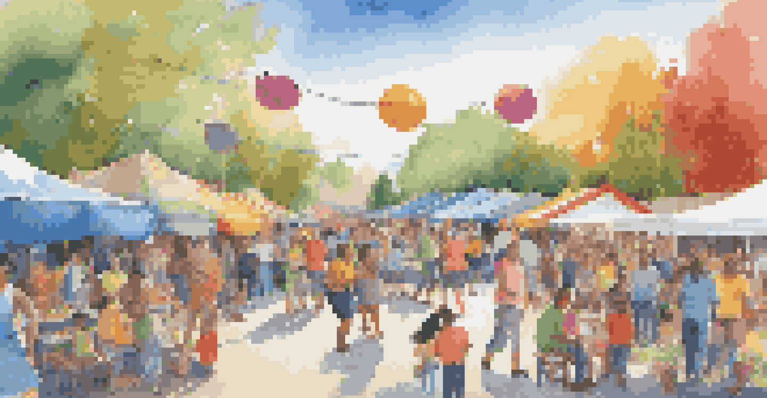 A lively outdoor community event focusing on inclusivity, with families engaging in activities and colorful booths.