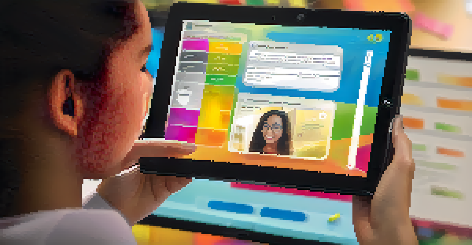 A close-up of a student looking at a tablet displaying immediate feedback on their learning progress, with a look of achievement on their face.