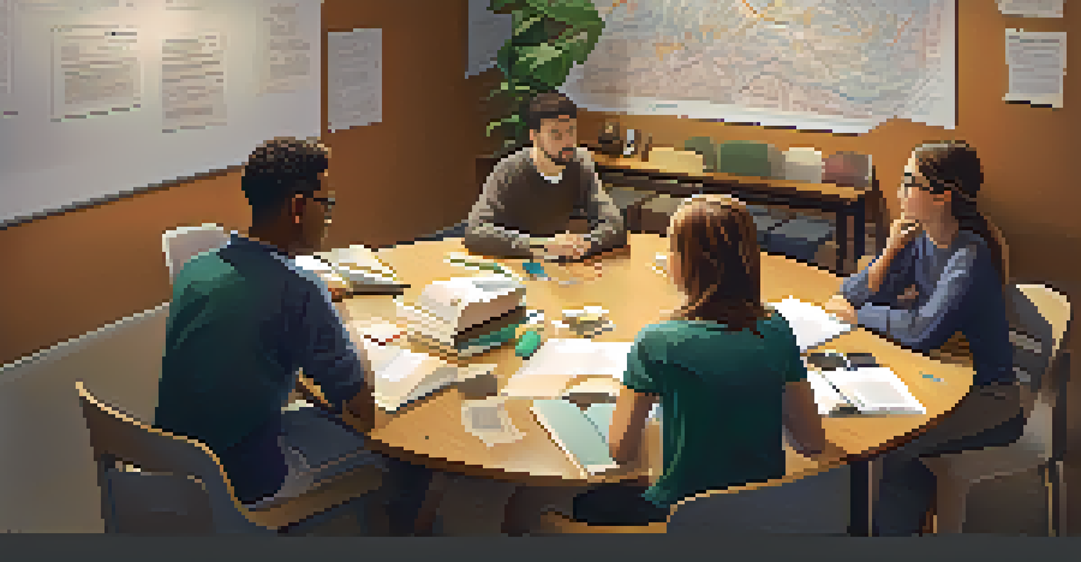 Small groups of students collaborating in a cozy breakout room, sharing ideas and working together on a project.