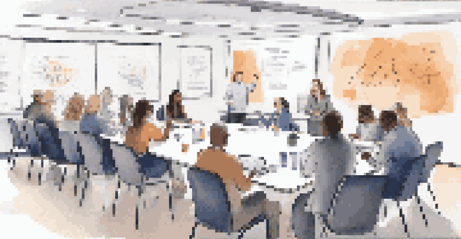 A diverse group of stakeholders in a meeting discussing ethical blockchain practices in education.