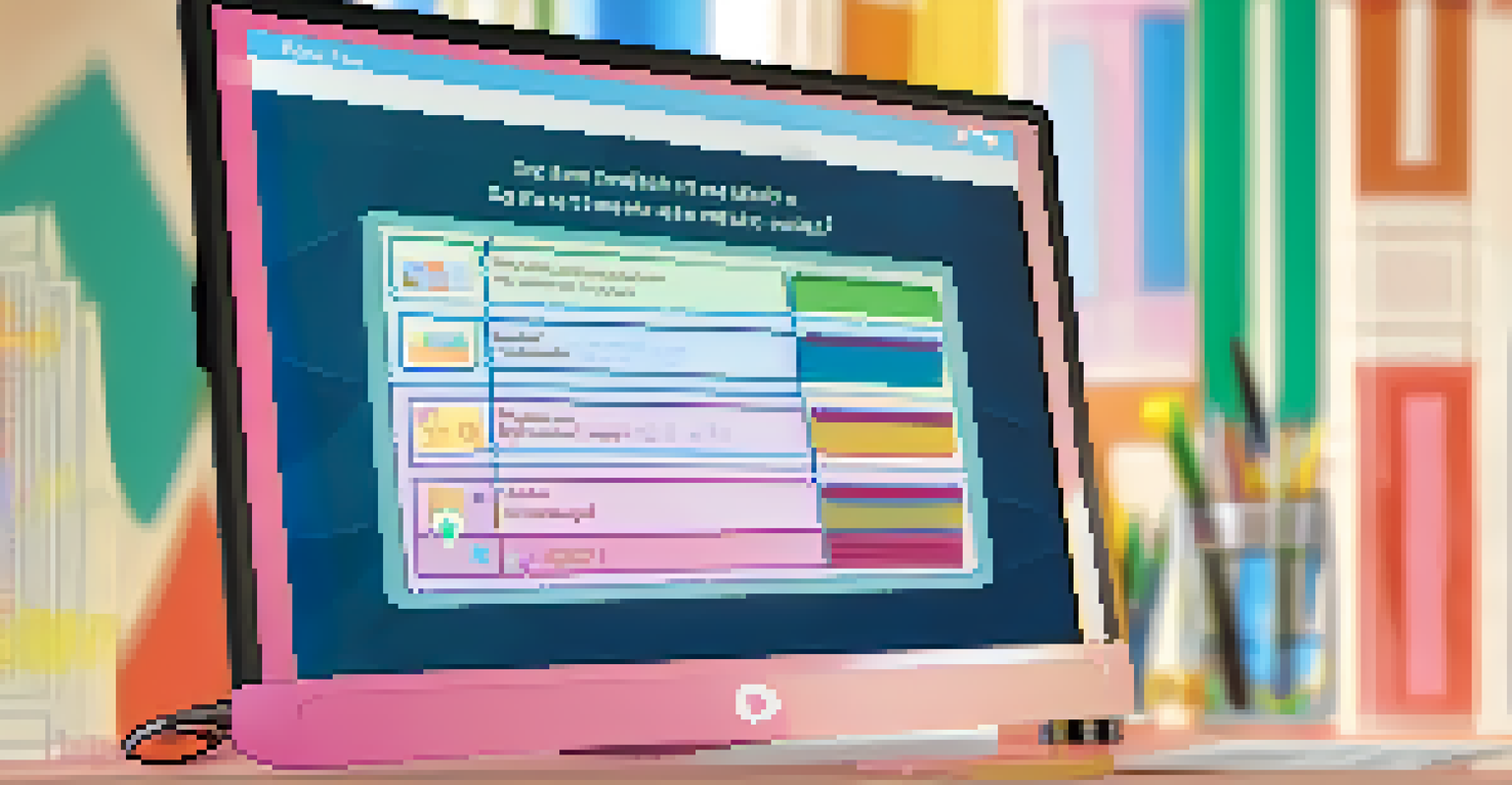 A close-up of a computer screen showing an interactive quiz with multiple-choice questions, a hand selecting an answer.